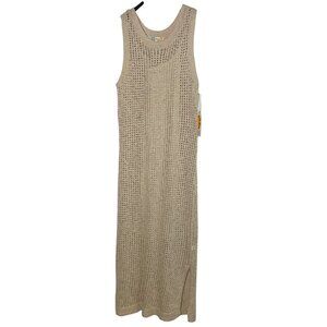 C&C California Loose Knit Crochet Sweater Maxi Dress Speckled Sz LG Lined Beach